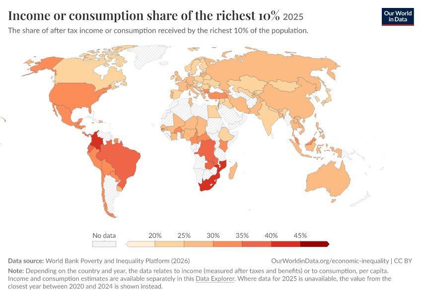 A thumbnail of the "Income or consumption share of the richest 10%" chart