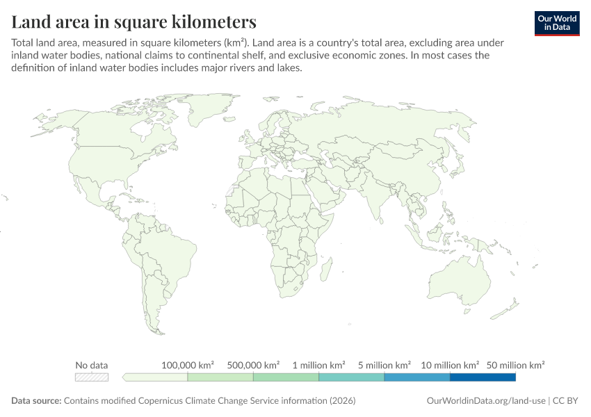 A thumbnail of the "Land area in square kilometres" chart