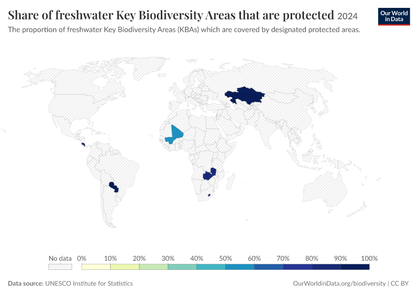A thumbnail of the "Share of freshwater Key Biodiversity Areas that are protected" chart