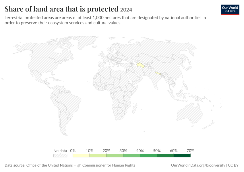 A thumbnail of the "Share of land area that is protected" chart