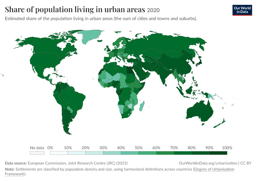 A thumbnail of the "Share of population living in urban areas" chart