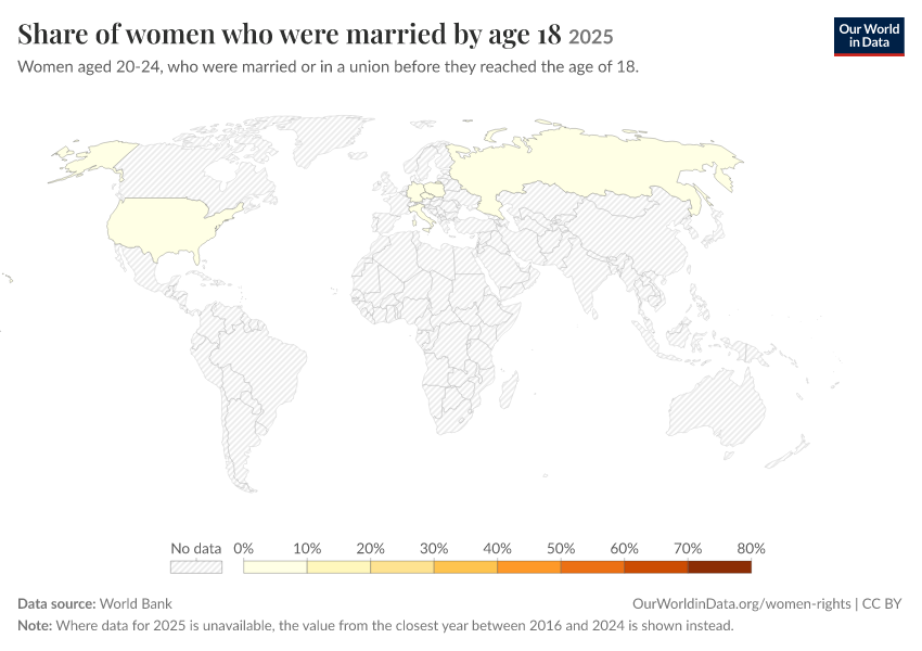 A thumbnail of the "Share of women who were married by age 18" chart