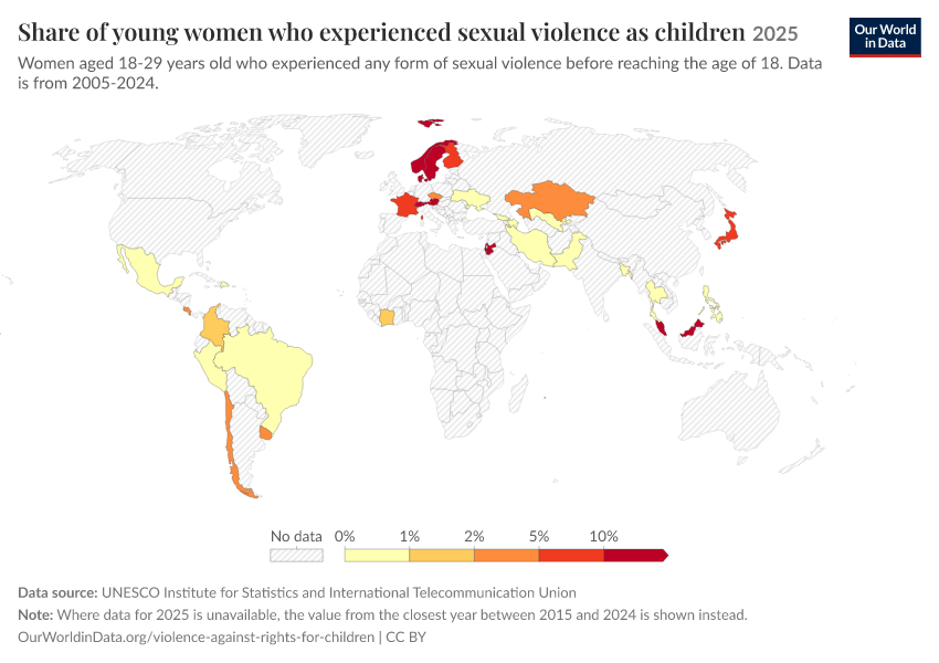 A thumbnail of the "Share of young women who experienced sexual violence as children" chart